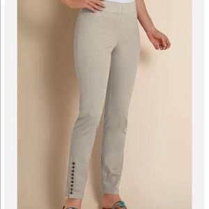 SOFT SURROUNDINGS Khaki Metro Pull On Button Ankle Tall Fit Legging Pants